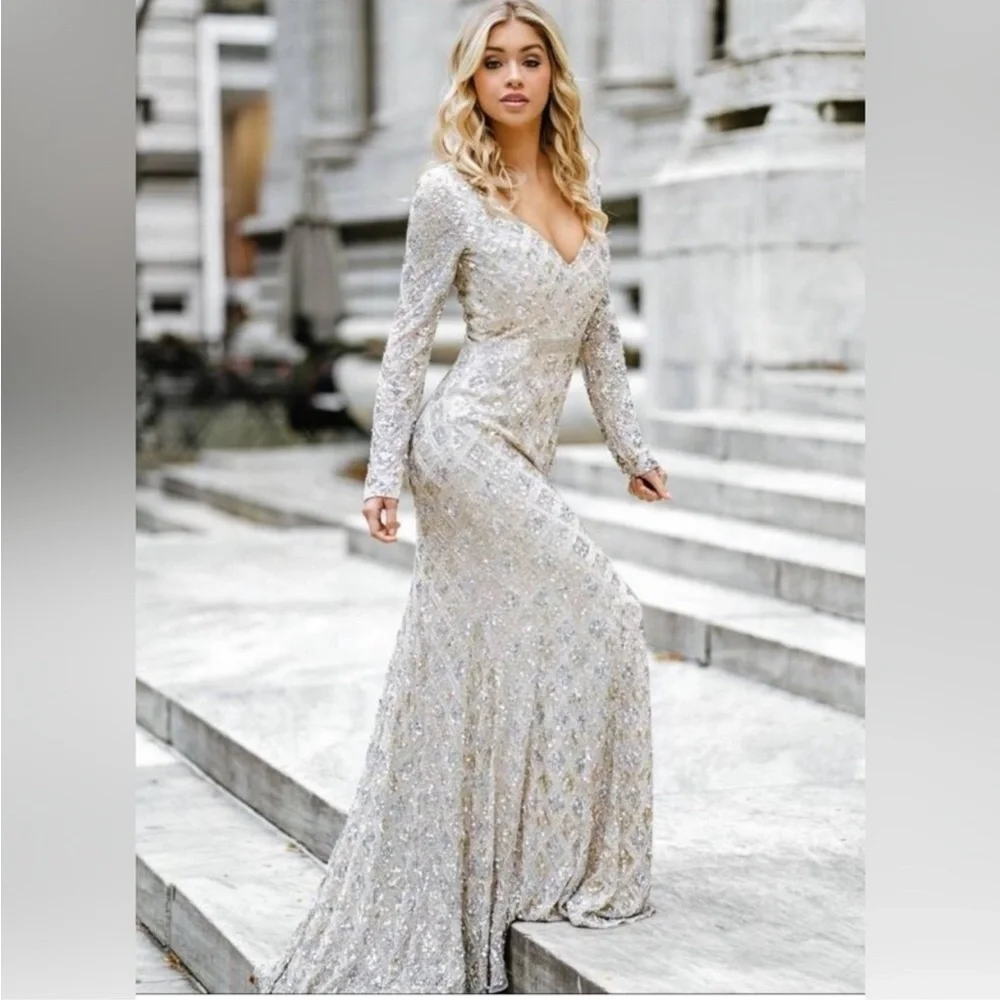 Mac Duggal Geometric Embellished Evening Gown - Picture 1 of 15